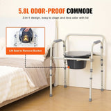 Commode Chair, Bedside Commode with Wider Toilet Seat, 7-Level Adjustable Height, 5.8L Removable V952-WLLGSGMTZQSZUX19CV0