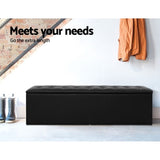 Artiss Storage Ottoman Blanket Box 140cm Leather Black OTM-L140-LEA-BK-AB