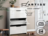 Artiss Shoe Rack Cabinet 24 Pairs White Luna FURNI-L-GS-SHOE02-WH-AB