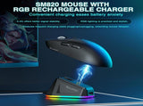 SOLAKAKA SM820 Wireless Gaming Mouse with RGB Charging Dock,24000 DPI Tri-Modes Wireless Mouseblack V1300-SM820-BLACK