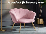 Artiss Armchair Velvet Dining Nursing Lounge Chair Metal Legs Pink UPHO-5002-VEL-PK