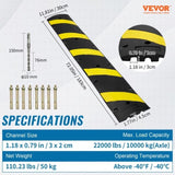 VEVOR 2PCs 6 ft Rubber Speed Hump, 2 Channel, 10000 kg/axle Capacity Heavy Duty Traffic Speed Bump, V952-JSDDLBHQXJZTA59NFV0