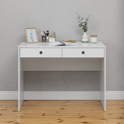 ODESSA DESK - WHITE - SLIM - ROUND BLACK V164-ECS14T06B