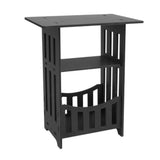 3 Tier Side Table Night Stand, Narrow End Table with Storage Shelf, Extended Desktop & Solid V1366-AZ2-W-14196