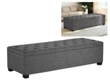 Storage Ottoman Bench, Button-Tufted End of Bed Bench with Side Bags, Flip-up Upholstered Storage V952-BYWSZYXTK404GT90L001V0