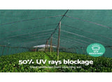 Instahut 50% Shade Cloth 3.66x10m Shadecloth Wide Heavy Duty Green SH-CL-DL-366X100-100-R-GR