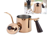 700ml Coffee Kettle 304 Stainless Steel Gooseneck Spout Coffee Drip Pot with Wooden HandleLong V1294-YM0721-3118210016411