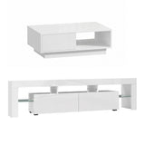 Artiss LED TV Unit & Coffee Table Set Storage Cabinet White FUR-TV-COF-LED-WH
