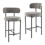 Contemporary Grey Boucle Elsa Low Bar Stools V264-DNC-417B-MGR-02-1