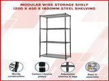 Modular Wire 120x45cm Steel Shelving Black With Fixed Legs For Garage Kitchen Or Retail V63-841031