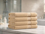 Bath Towel Set 4-Pack Beige 500 GSM Ring-Spun Cotton Towels V63-957791