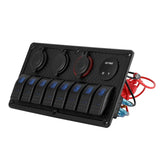 Giantz 8 Gang 12V Switch Panel For Car Boat Marine USB ON-OFF LED Rocker Toggle SWITCH-A-8-LED-BK