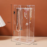 Acrylic Rotation Necklace Display Stand Pendant Display Organizer Holder Dust-proof Jewelry Display V1192-AZ-W-15415