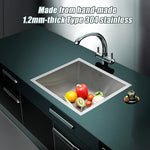 510x450mm Handmade Stainless Steel Undermount / Topmount Kitchen Laundry Sink with Waste V63-770055