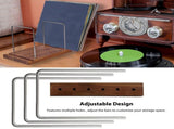 Vinyl Record Storage Holder Adjustable Solid Wood Record Stand for Albums 50-75 LP Vinyl Rack V1294-YM0901-H49311WO