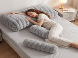 Giselle Wedge Pillow Headboard, Easy Wash Zipper Cover & Anti-Flat Foam, Couch Lumbar Support for HBP-VRNECK-COR-GY-D