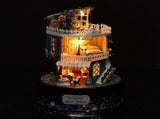 Creative DIY Dollhouse Dream House Miniature with Rotate Music Box Dust Cover LED Light V1294-YM0901-JY14759