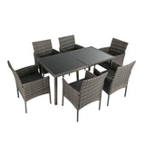 Rural Style Outdoor Grey Wicker 6 Seater Dining Set V264-OTF-527S-DGR