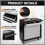 HORUSDY 7 Drawer Tool Box Trolley Cabinet Storage Cart Garage Organiser Lockable V465-86193