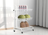Levede 3 Tier Kitchen Trolley Cart Swivel White Colour KT0200-WH