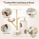 142cm Large Tall Cat Tree Tower with Soft Flower Perch & Condo - Multi-Level Cat Furniture for V767-P-XM1866-WT