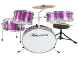 Karrera Mini 4-Piece Children Drum Kit Set Wooden with 2 Toms Bass Pedal Snare Stool Metallic P 4PC-DRUM-PU