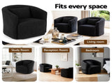 Artiss Round Swivel Armchair Sherpa Fleece Black UPHO-B-ARM10-SWL-BK