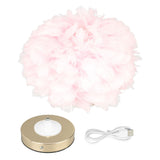Feather Table Lamp USB Type C 5V Touch Control Stepless Dimming LED Table Lamp for Bedroom Cafe Pink V1294-YM0703-3119230061412