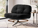 Artiss Swivel Chair Nursing Armchair Lounge Corduroy Steel Star Base Black UPHO-H-ARM05-SWL-BK