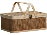 Bamboo Basket Natural -Friendly Woven Basket Bamboo Picnic Basket with Lid Handheld Snacks Bread V1369-AZ3-W-12737