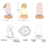 Cute Bird Night Light Desk Lamp with Woodern Base,Bedroom Living Room Decorations Gifts for V1369-AZ3-W-01208