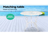 Gardeon 3PC Outdoor Setting Bistro Set Chairs Table Cast Aluminum Patio Furniture Rose White GB-CALU-3PC-XG1015-WH