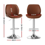 Artiss 4X Bar Stools Bentwood Adjustable Kitchen Counter Chair Leather Brown BA-TW-1209-BRX4
