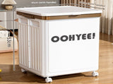 White Large Foldable Storage Box with Lid and Wheels - Heavy Duty Collapsible Toy Organizer Bin V888-ELOSUNG36118