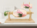 Adjustable Embroidery Stand Rotating Wooden Cross Stitch Holder & Knee Pad with 15cm & 20cm Hoops, V1107-120-90958-WOO-EMBROIDERYSTAND