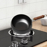 Hand-Forged Uncoated Iron Wok Pan with Glass Lid Big Belly Stir Fry Pan for Searing & Sauting V1366-AZ2-W-12847