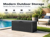 60 Gallon Outdoor Storage Deck Box, 227L Resin Patio Storage Box with Lockable Lid, Waterproof-Look V1338-WAK0074