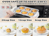 3Pcs Silicone Muffin Pan 6, 12 and 24 Cup with Metal Frame, Non Stick Jumbo Cupcake Pan with V1258-DP02-F-209