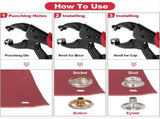 Heavy Duty Snap Fastener Tool Adjustable Snap Button Kit with 3 Dies, for Boat Cover Leather Fabric V1370-AZ4-10399