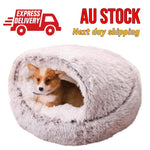 Light Brown Large PawfectFriend Cozy Burrowing Cave Pet Bed for Dogs Cats Kitten Plush Warm Soft V571-740111698849