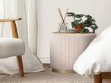 2X Side Table Storage Ottoman - Velvet Stool MIRA Cream V274-FT-VR-205VASS-CR