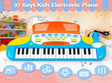 Keezi Kids Piano Keyboard 37 Keys Electronic Musical Instrument Set w/ Stool Microphone KPK-37-BL