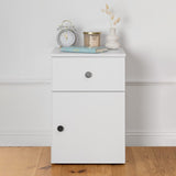 PORTO BEDSIDE TABLE - WHITE - SLIM - ROUND BLACK V164-ECS13WTB06B