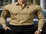 Men'S Formal Shirt Slim Fit Dress Shirt Long Sleeve Shirt Printed Shirt - Purple - Size L V1106-M-APP-81125-PURP-LAULEU50