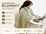 Green 90140cm Textured bar knit pattern Sherpa Fleece and Taffeta Throw Blanket Soft Loungewear V888-ELOSUNG53458