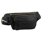 Pierre Cardin Mens Bum Bag Waist Pack Leather Travel Money Phone - Black V563-PC3718-BLACK