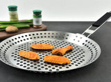 Grill Pan,Portable Folding Metal BBQ Grill Tray with Handle,Perforated Grilling Skillet for V1369-AZ3-W-14006