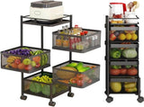 CARLA HOME Metal 5-Tier Rolling Vegetable and Fruit Basket Cart Stand for Kitchen & Storage LSB-36270