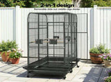 i.Pet Bird Cage Extra Large Aviary 185cm Pet Parrot Cage Castor Wheel Removable Divider PET-BIRDCAGE-H185-BK-AB