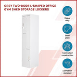 Grey Two-Door L-shaped Office Gym Shed Storage Lockers V63-835131